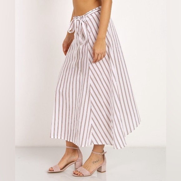 FAITHFULL THE BRAND Caribe Wrap Skirt in Natural Bay Stripe Print - Picture 2 of 5